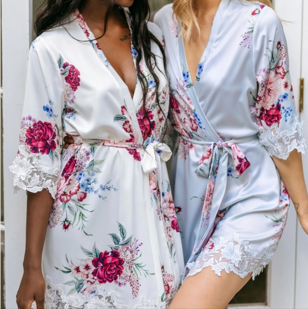 Lerose Elvira Lace Bridesmaid Robe, Size Xxs/Xs View 3